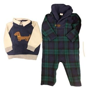 🎄HOSTPICK🎅🏻3 Piece Janie & Jack Holiday Plaid Sweater Bundle Size 6-12M